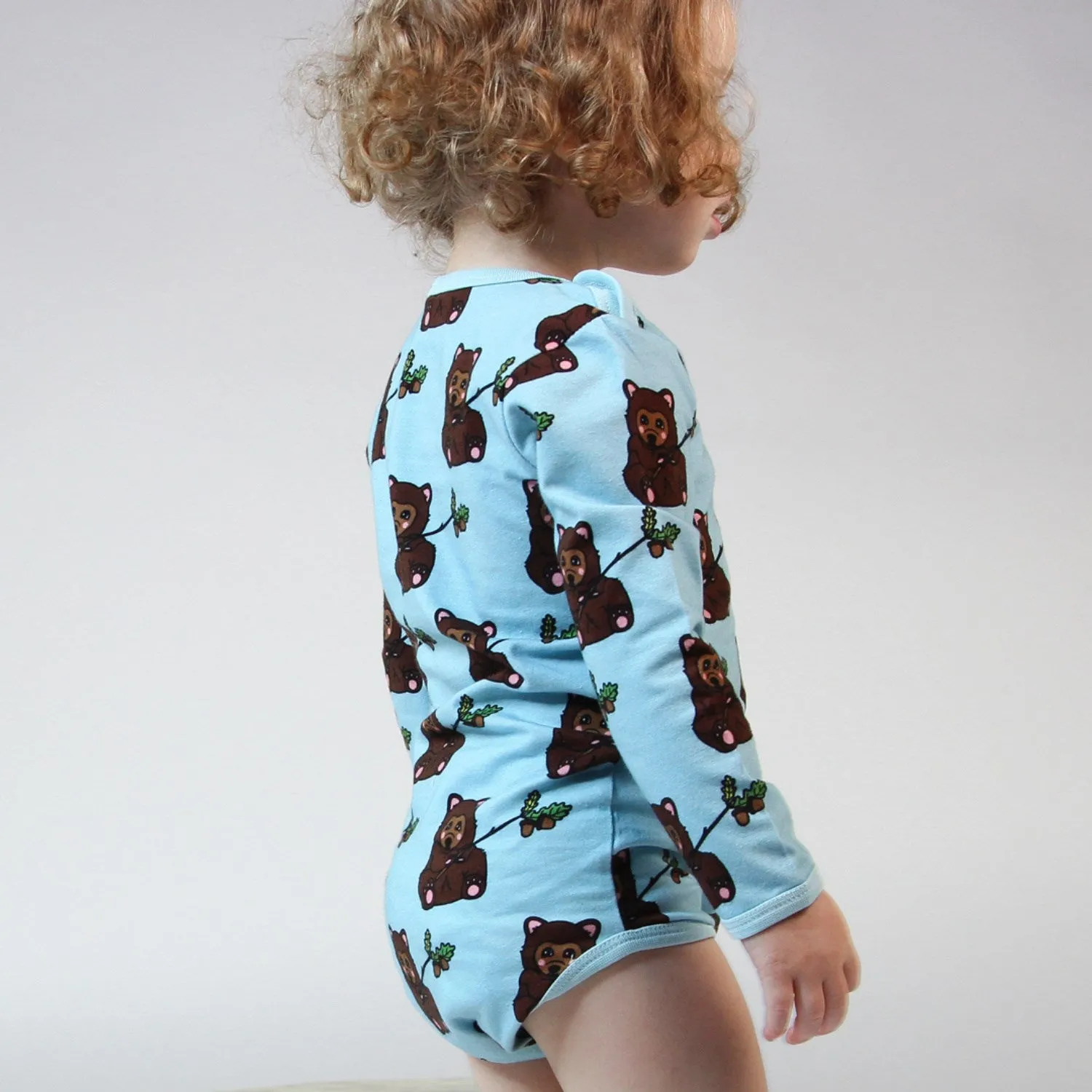 Småfolk Stratosphere Long Sleeve Bodysuit with Bear Cub