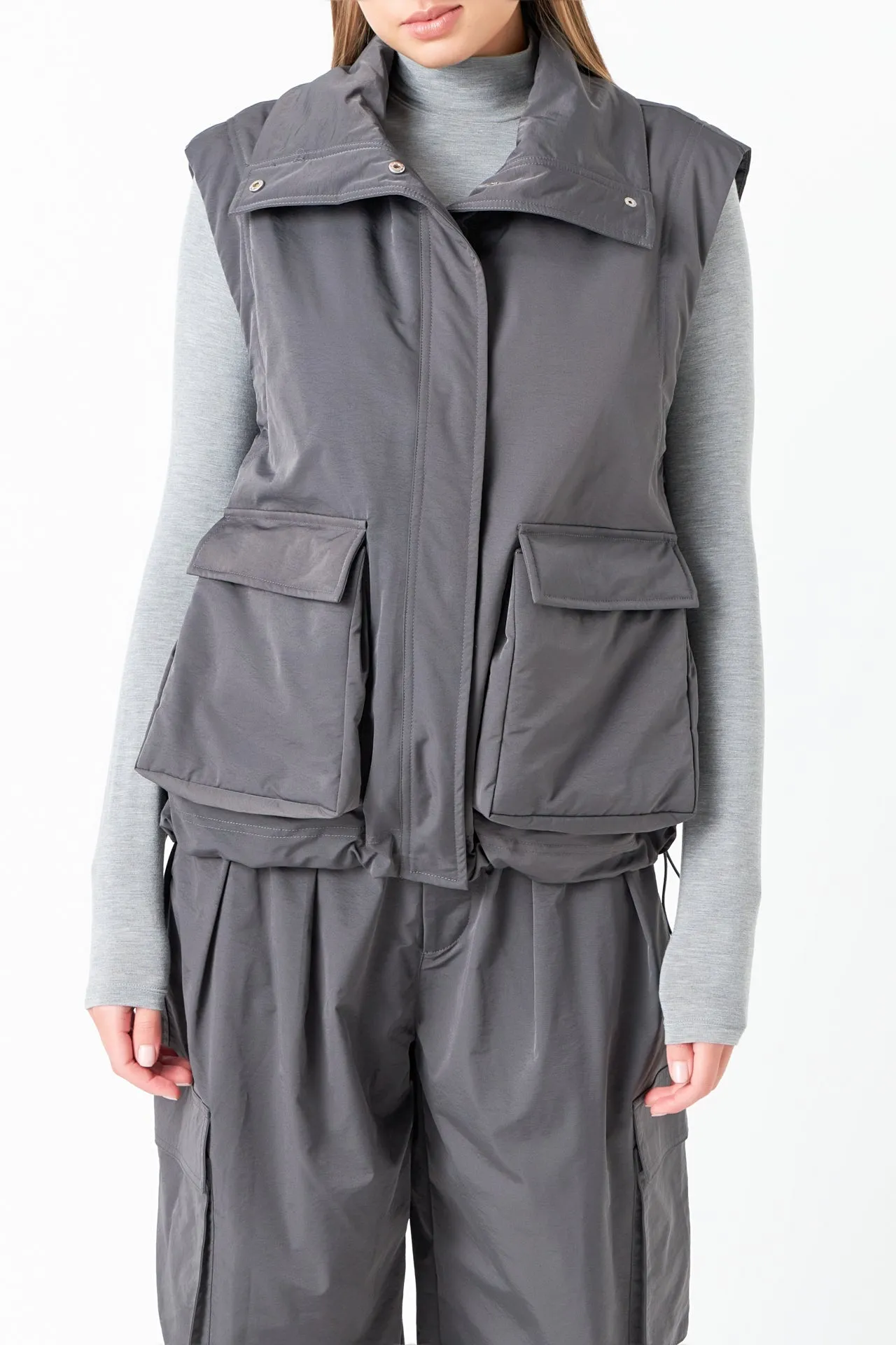 Snap Button Boxy Vest