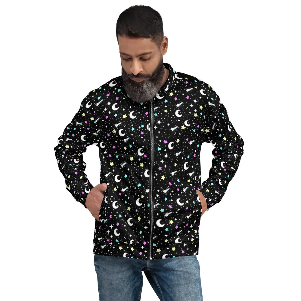 Starry Glitter Black Unisex Bomber Jacket