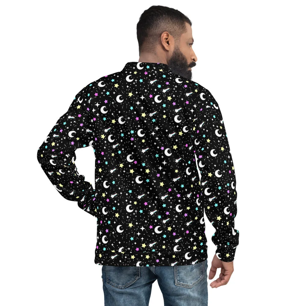 Starry Glitter Black Unisex Bomber Jacket