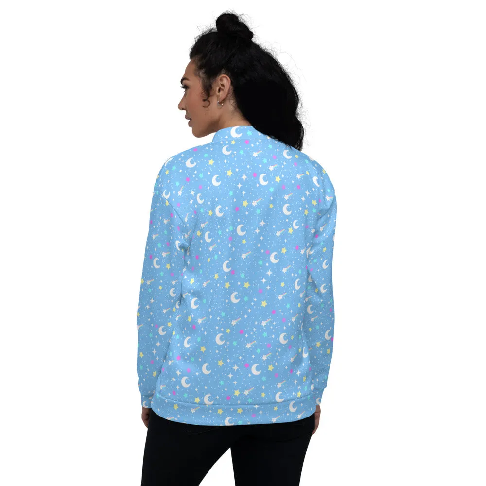 Starry Glitter Blue Unisex Bomber Jacket