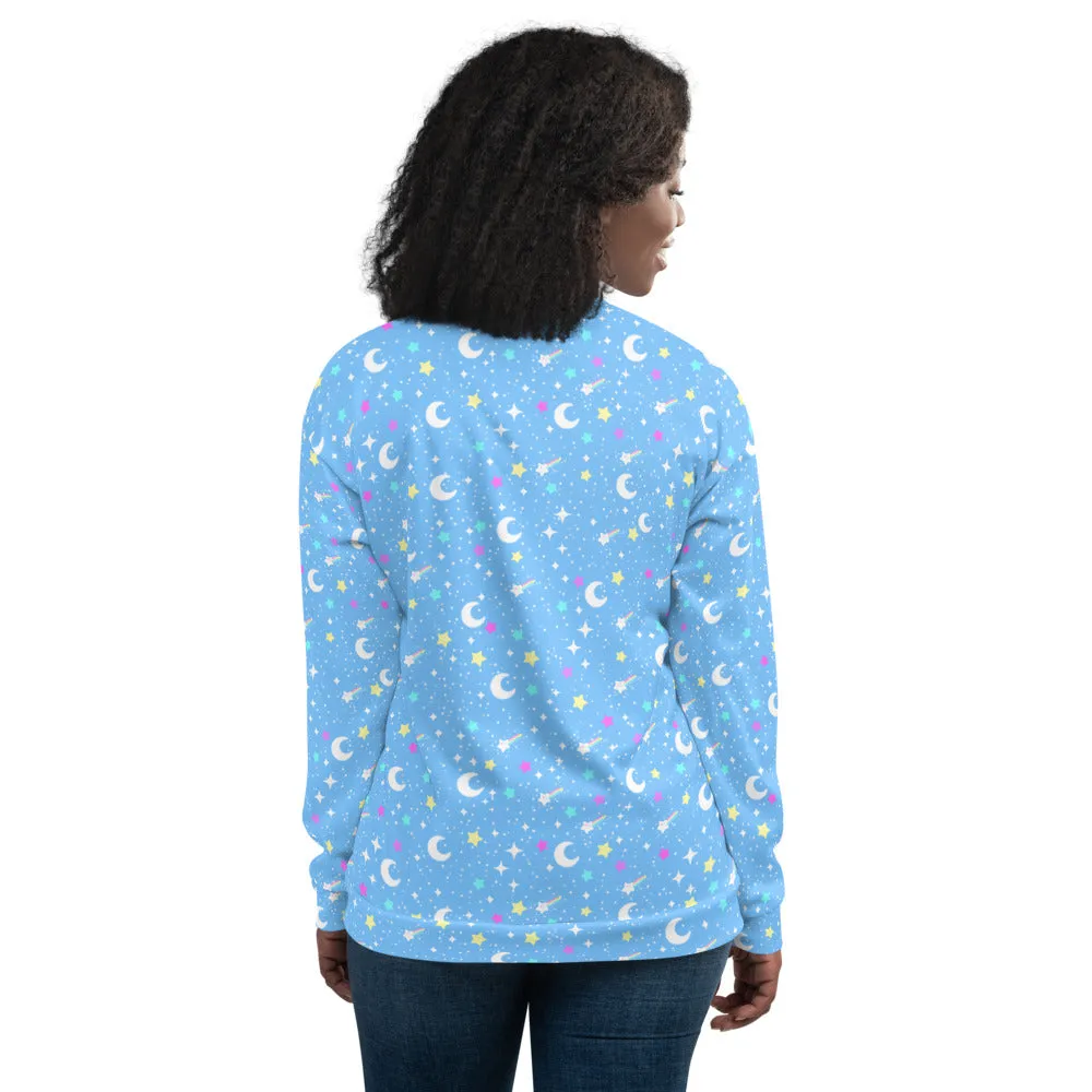 Starry Glitter Blue Unisex Bomber Jacket