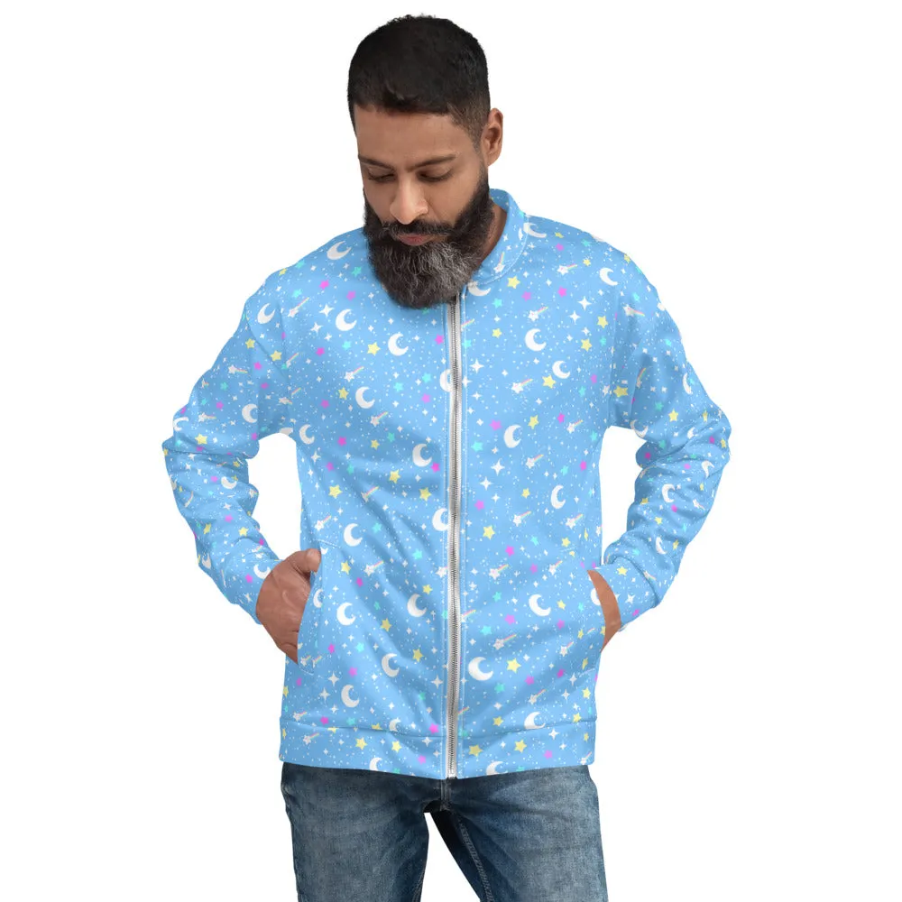 Starry Glitter Blue Unisex Bomber Jacket