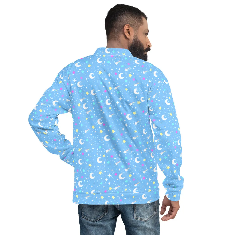 Starry Glitter Blue Unisex Bomber Jacket