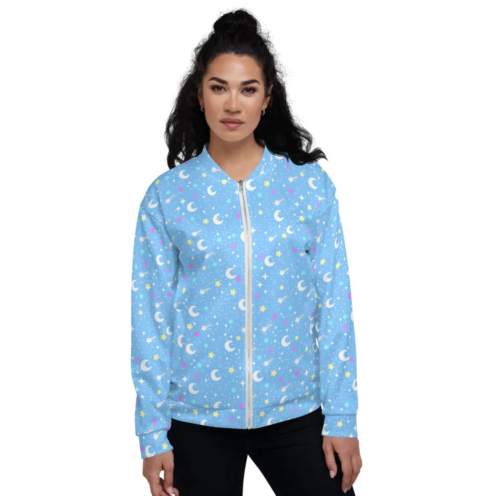 Starry Glitter Blue Unisex Bomber Jacket