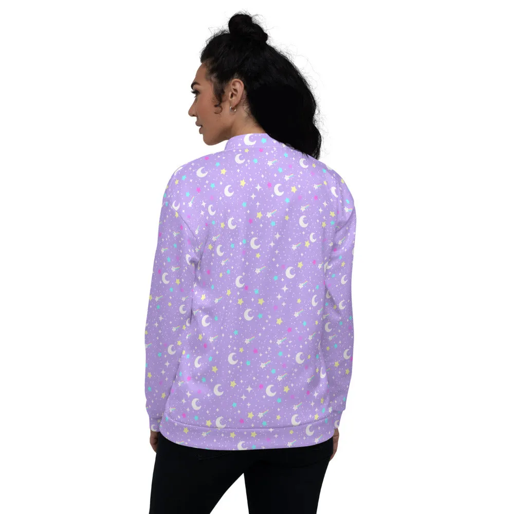 Starry Glitter Purple Unisex Bomber Jacket