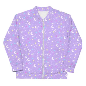 Starry Glitter Purple Unisex Bomber Jacket