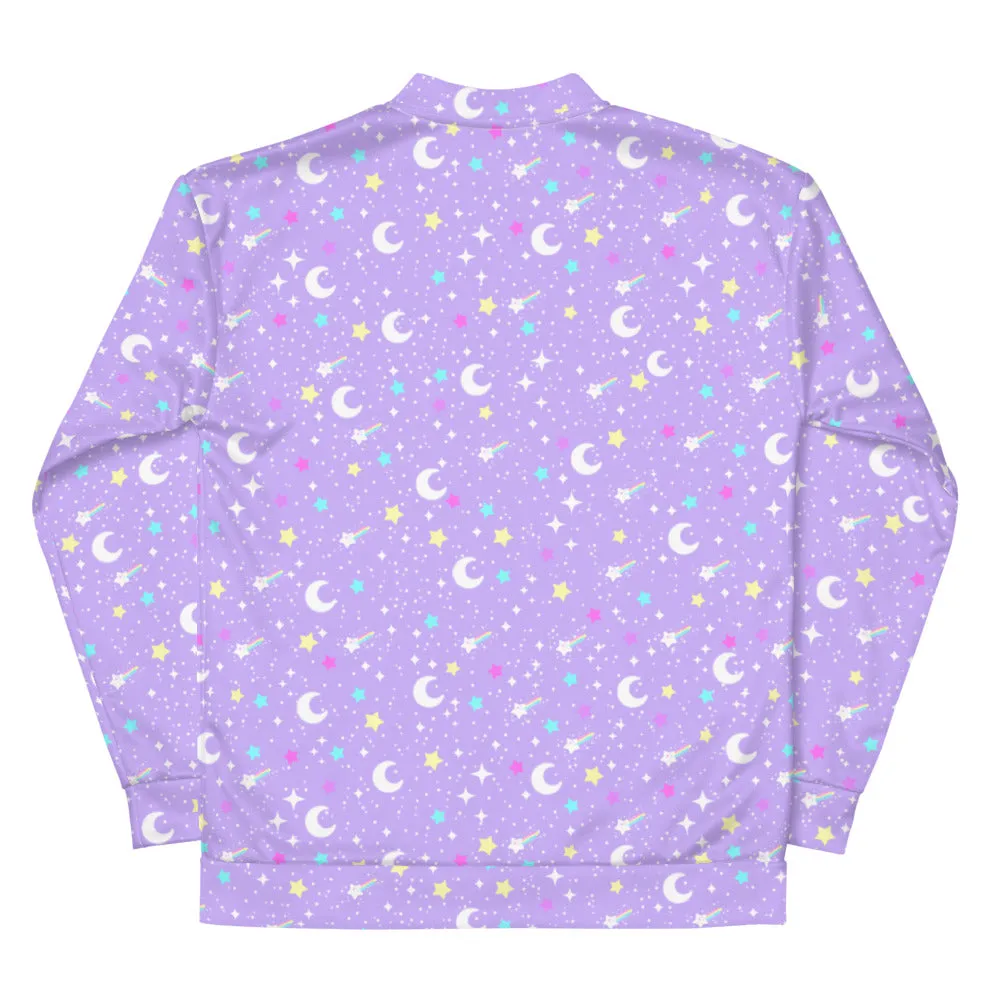 Starry Glitter Purple Unisex Bomber Jacket