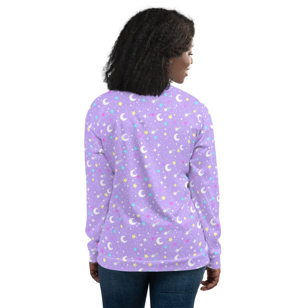 Starry Glitter Purple Unisex Bomber Jacket