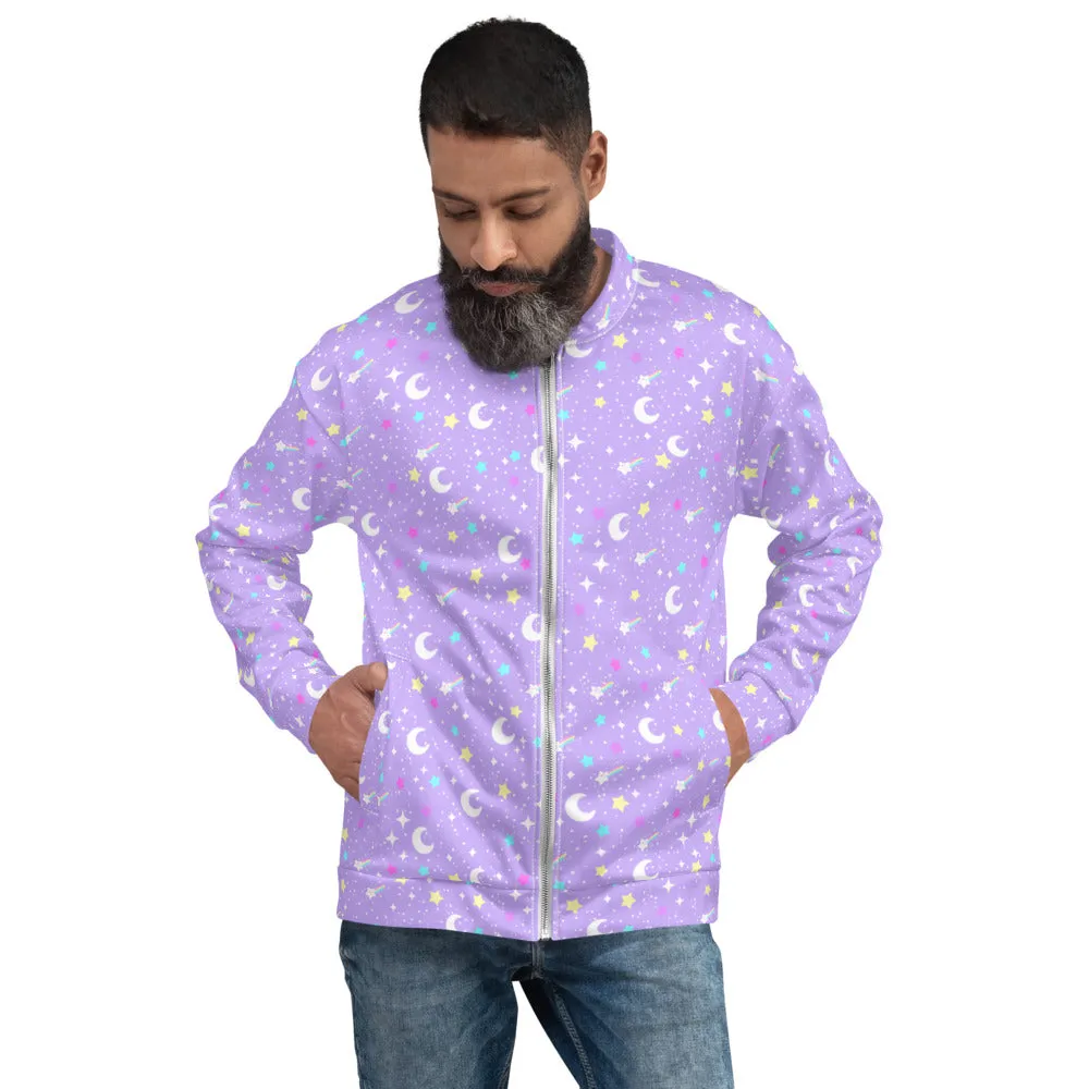 Starry Glitter Purple Unisex Bomber Jacket