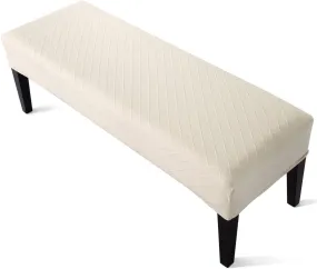 Street27 Polyester Bench High Stretch Slipcover Dining Room Bench Seat Cushion Cover Beige