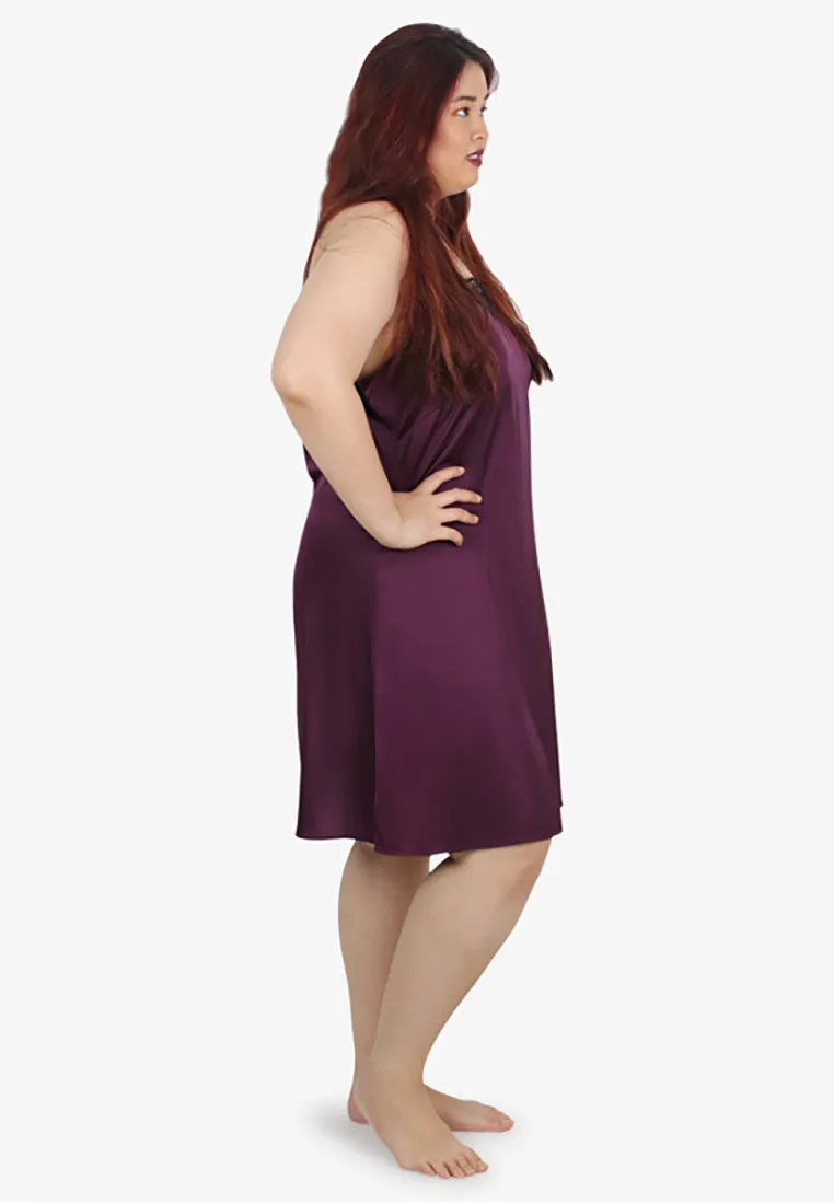 Sultry Satin Lux Sleepwear Slip Dress - Purple