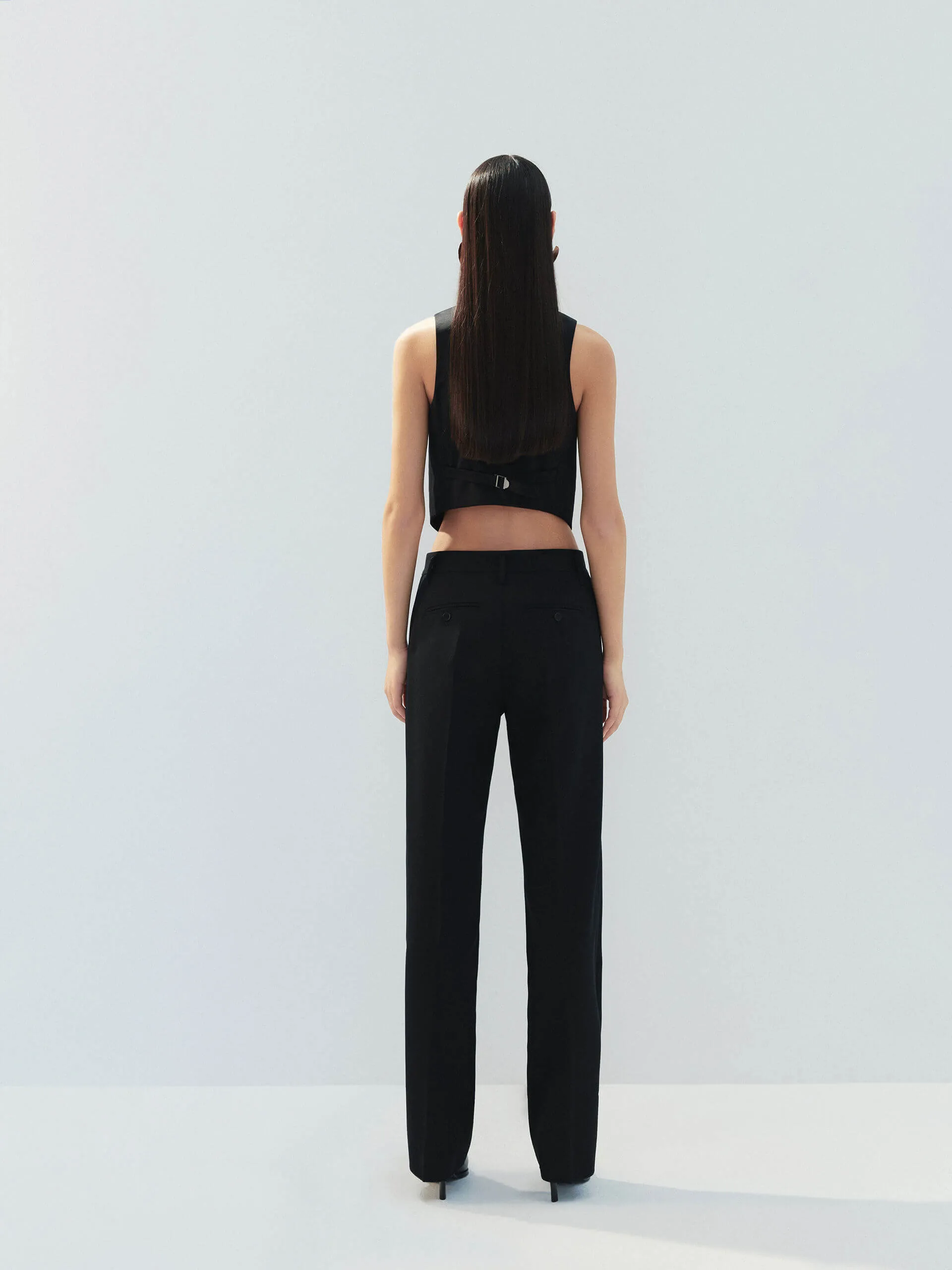 Tailored Straight Wool Pants