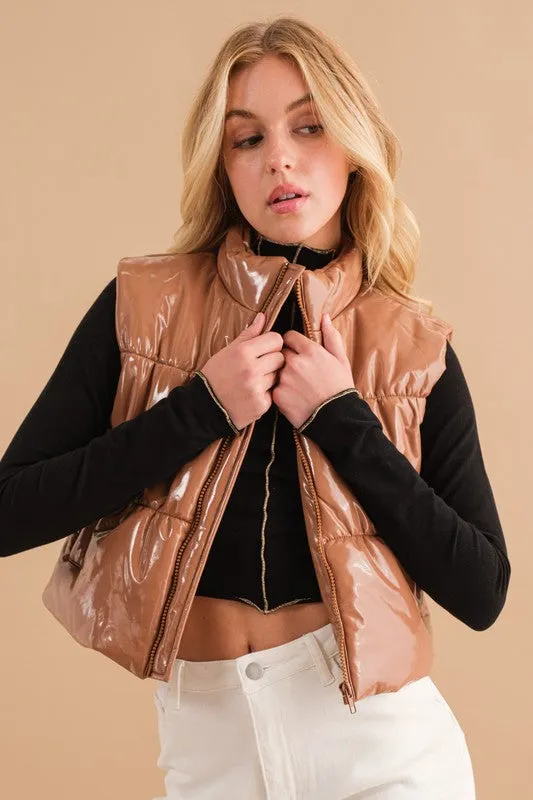 TEEK - Gloss Quilted Puffer Crop Vest