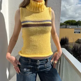 The Aurelia Vest - striped yellow turtleneck knit vest