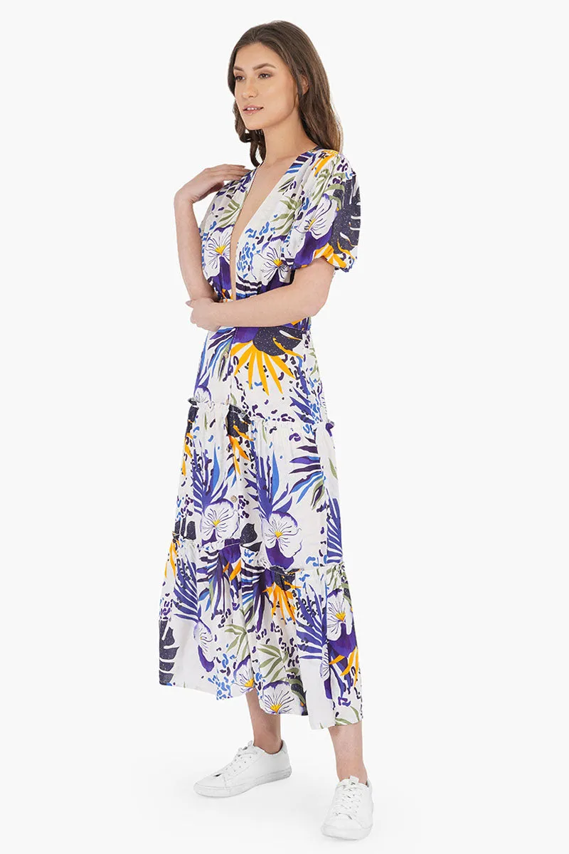 Tropical Twilight Midi Dress