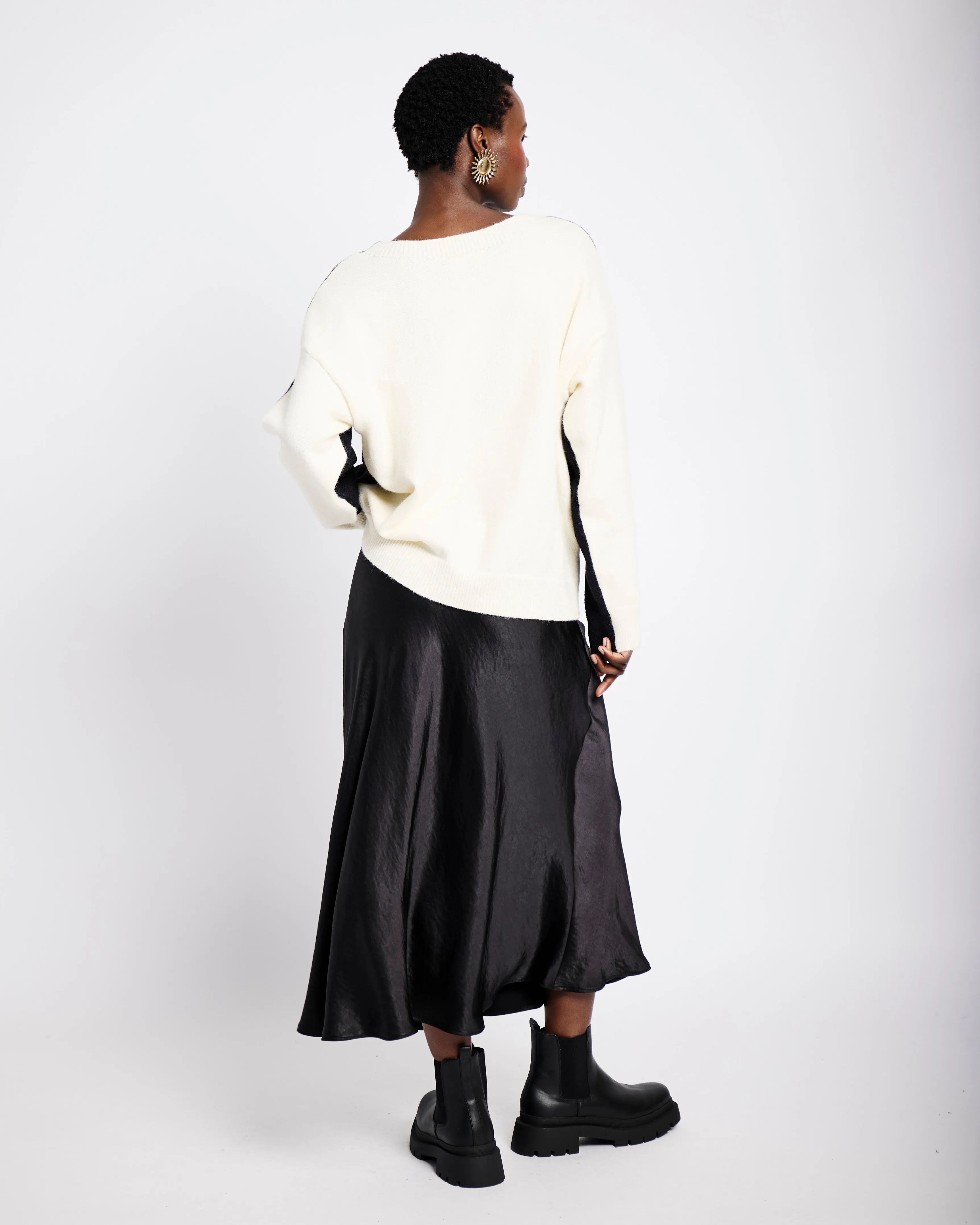 Two Tone Jumper in Black/Milk