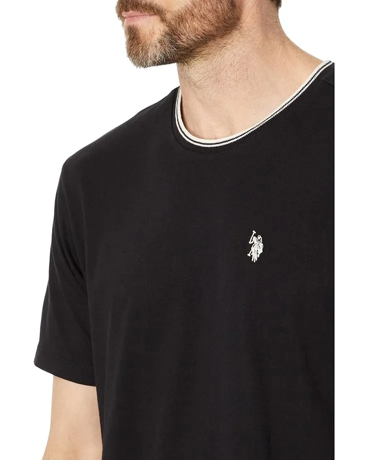 U.S. Polo Assn. Men's Short Sleeve Crew Neck Yarn-Dye Collar Tipped Jersey T-Shirt