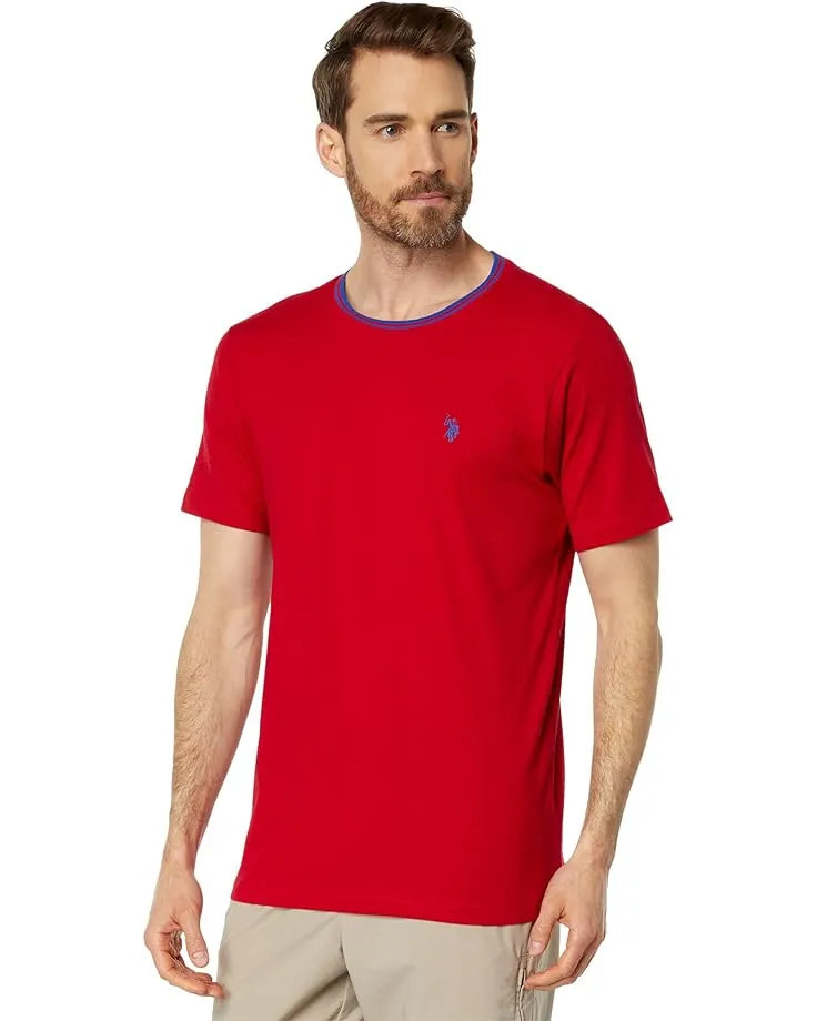 U.S. Polo Assn. Men's Short Sleeve Crew Neck Yarn-Dye Collar Tipped Jersey T-Shirt