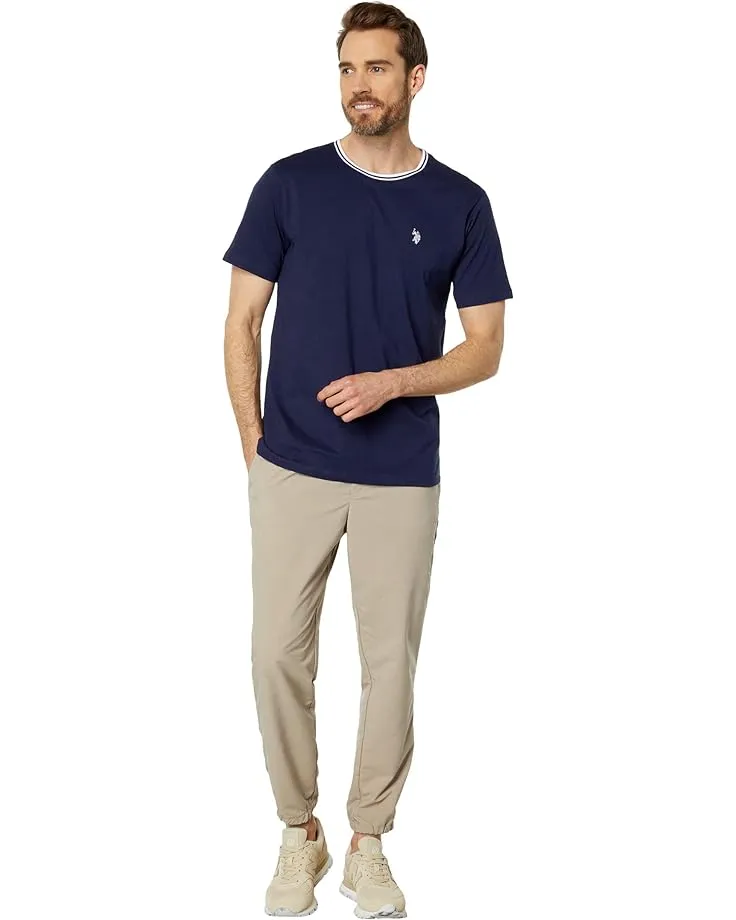 U.S. Polo Assn. Men's Short Sleeve Crew Neck Yarn-Dye Collar Tipped Jersey T-Shirt