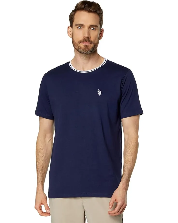 U.S. Polo Assn. Men's Short Sleeve Crew Neck Yarn-Dye Collar Tipped Jersey T-Shirt