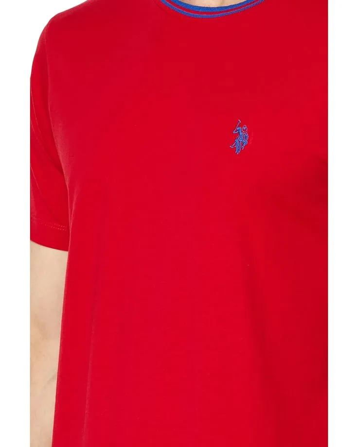 U.S. Polo Assn. Men's Short Sleeve Crew Neck Yarn-Dye Collar Tipped Jersey T-Shirt