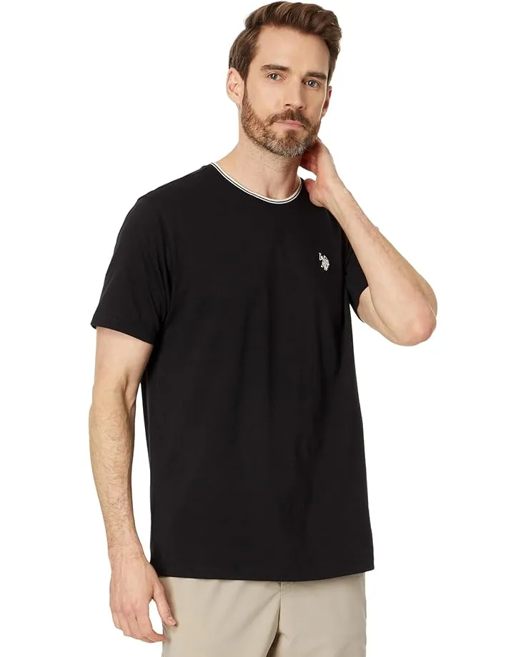 U.S. Polo Assn. Men's Short Sleeve Crew Neck Yarn-Dye Collar Tipped Jersey T-Shirt