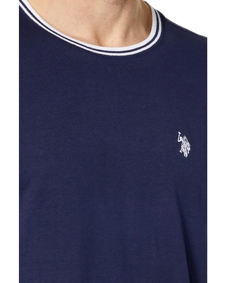 U.S. Polo Assn. Men's Short Sleeve Crew Neck Yarn-Dye Collar Tipped Jersey T-Shirt