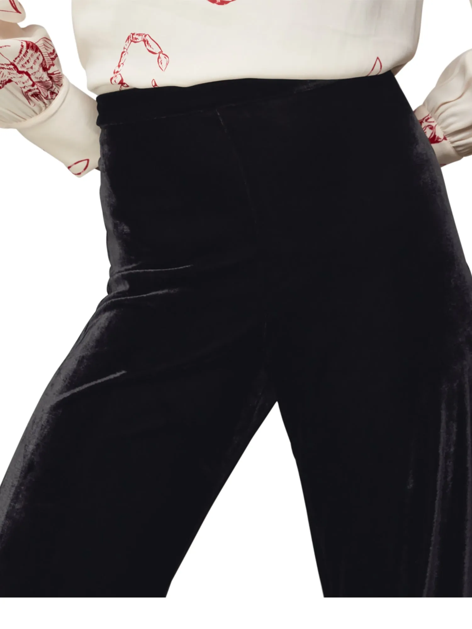 Velvet Wide Leg Crop Trousers