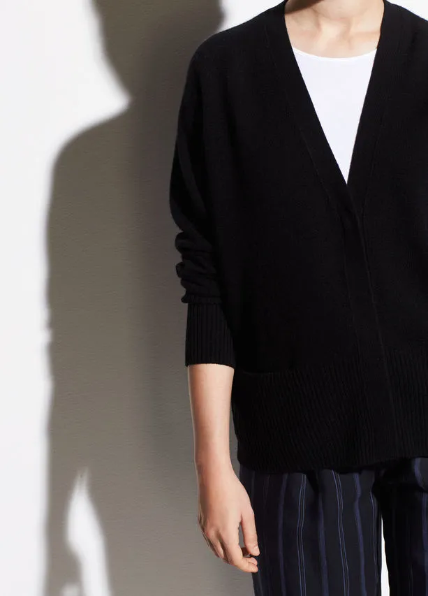 Vince Black Snap Cashmere Cardigan