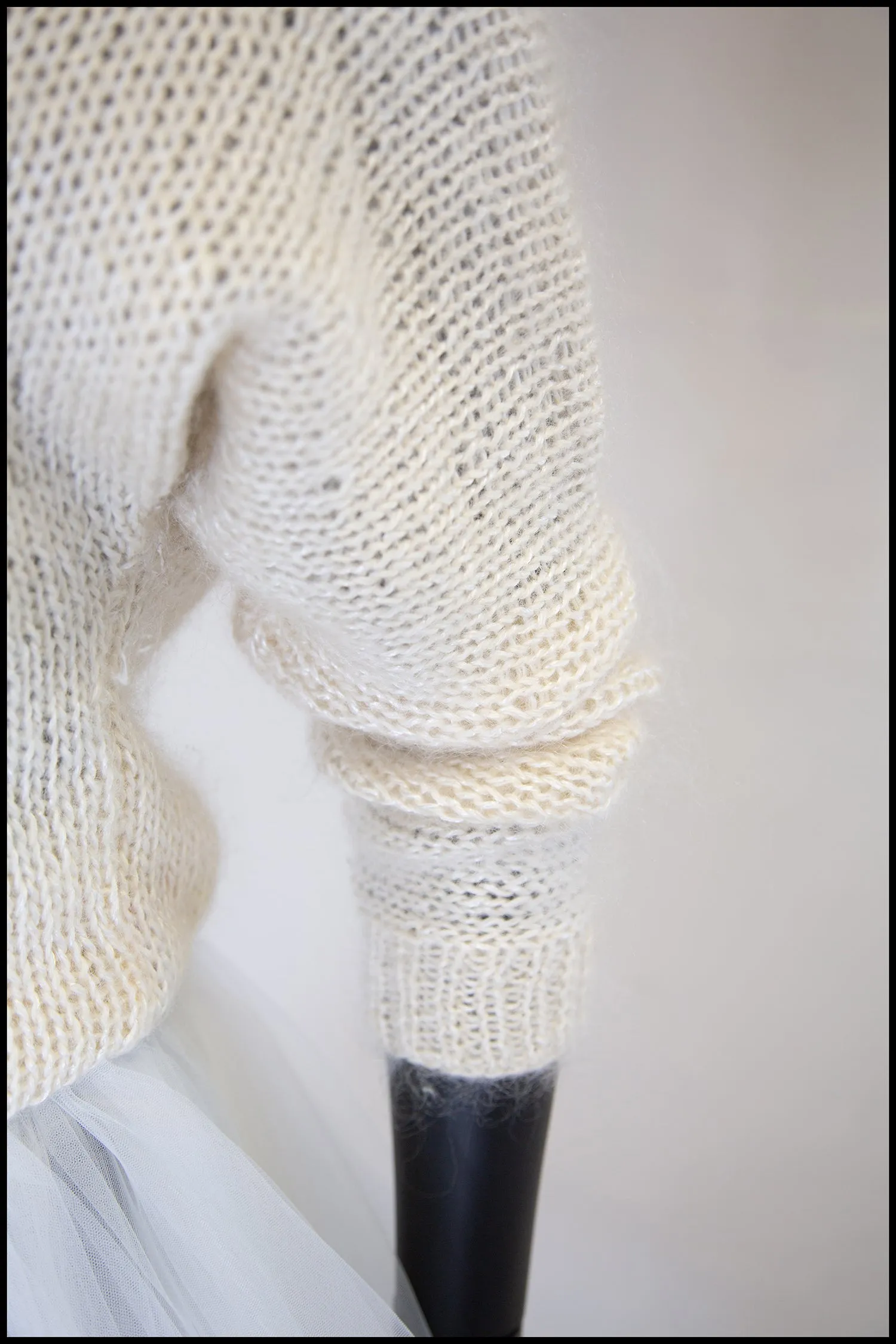 Vintage 1980s Ivory Hand Knit Mohair Sweater