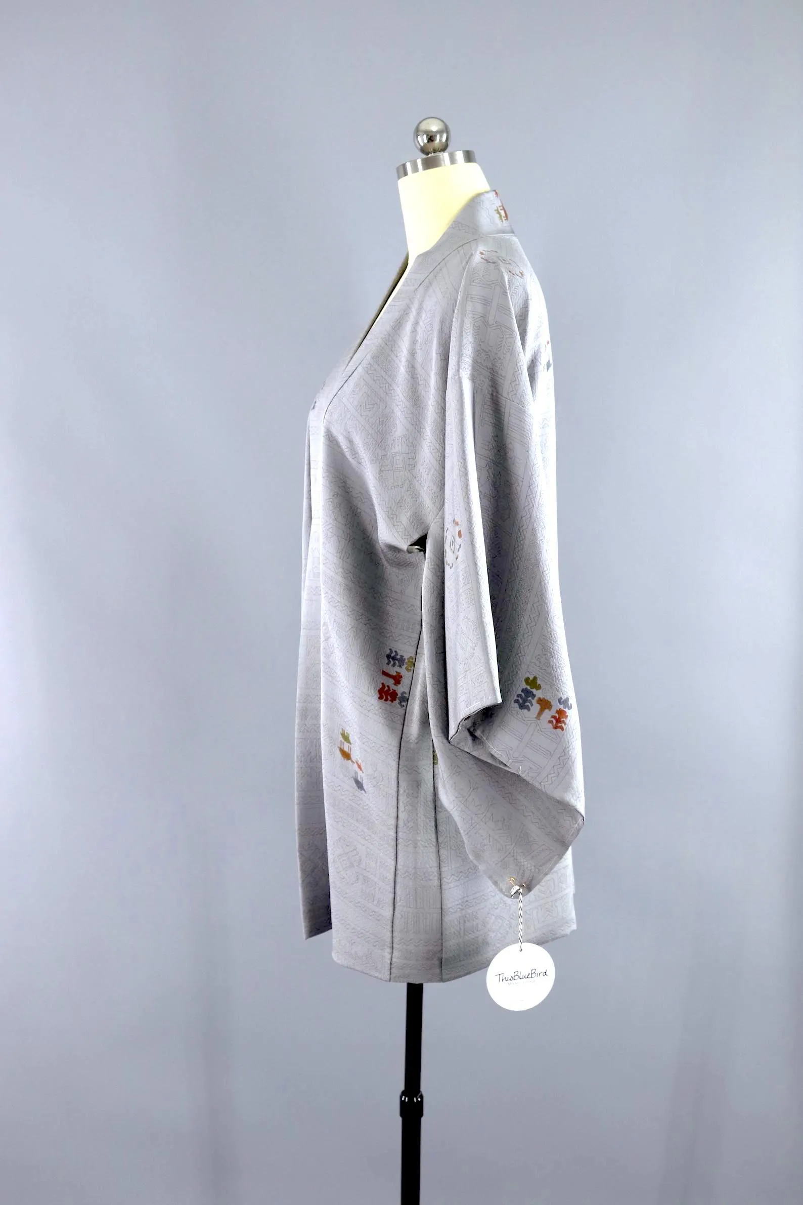 Vintage Grey Silk Camels Novelty Print Kimono Cardigan