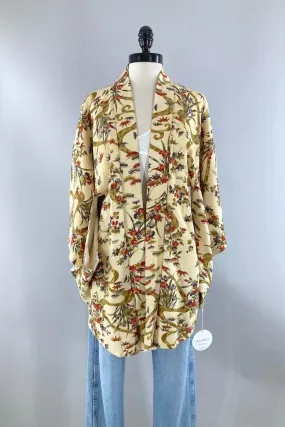 Vintage Ivory Floral Kimono Cardigan