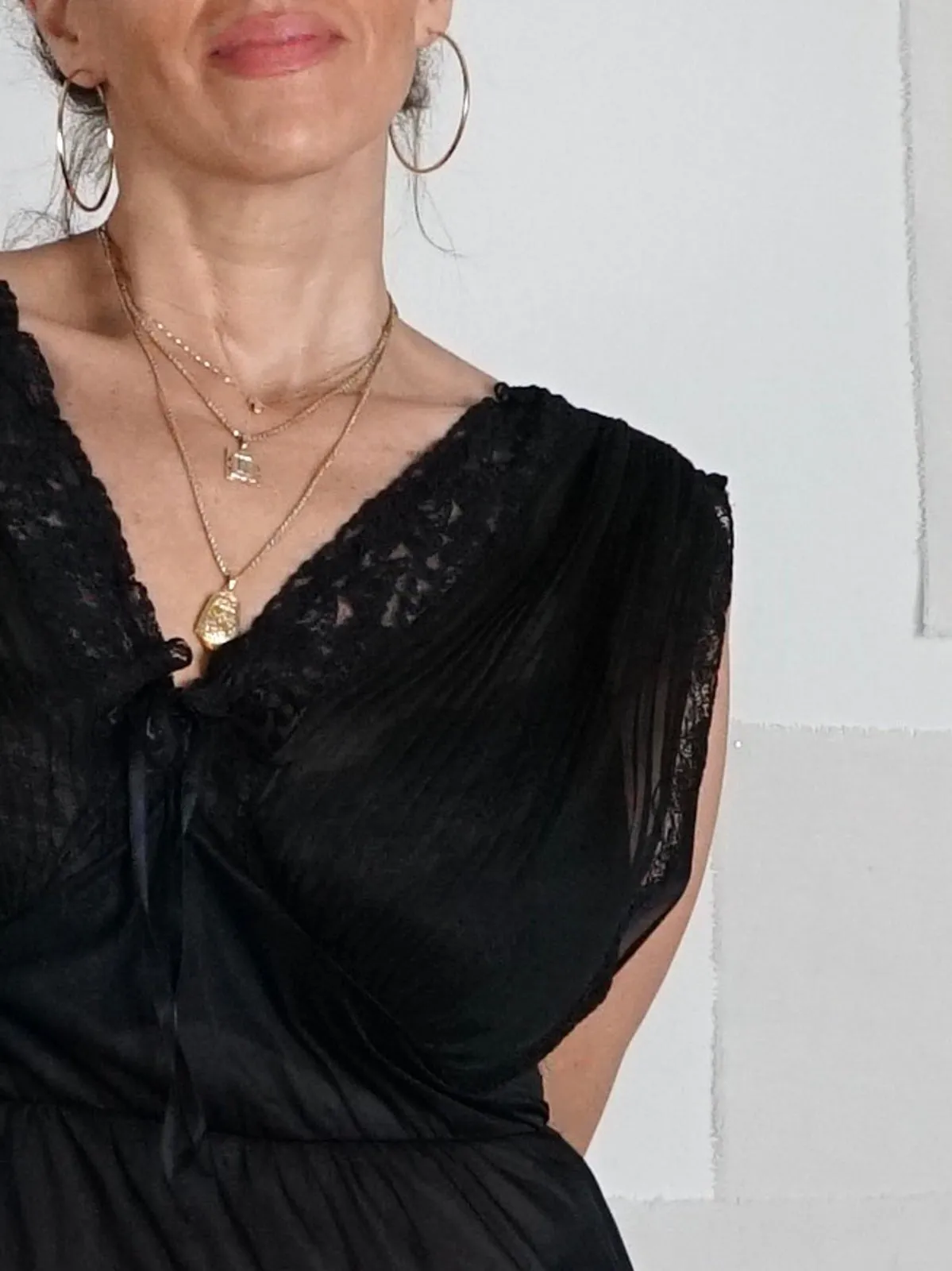 Vintage Sheer Black Negligee Slip Dress