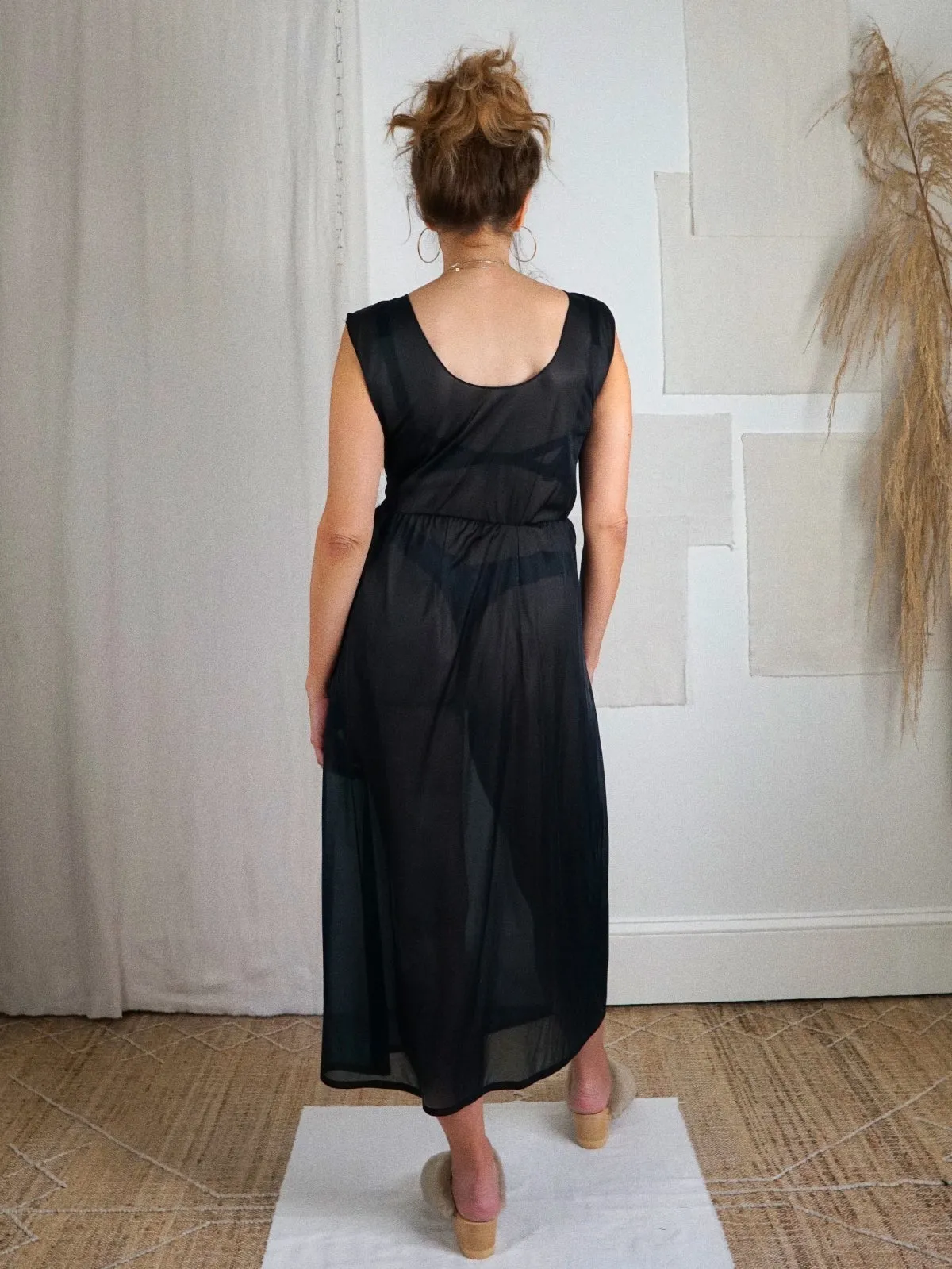 Vintage Sheer Black Negligee Slip Dress