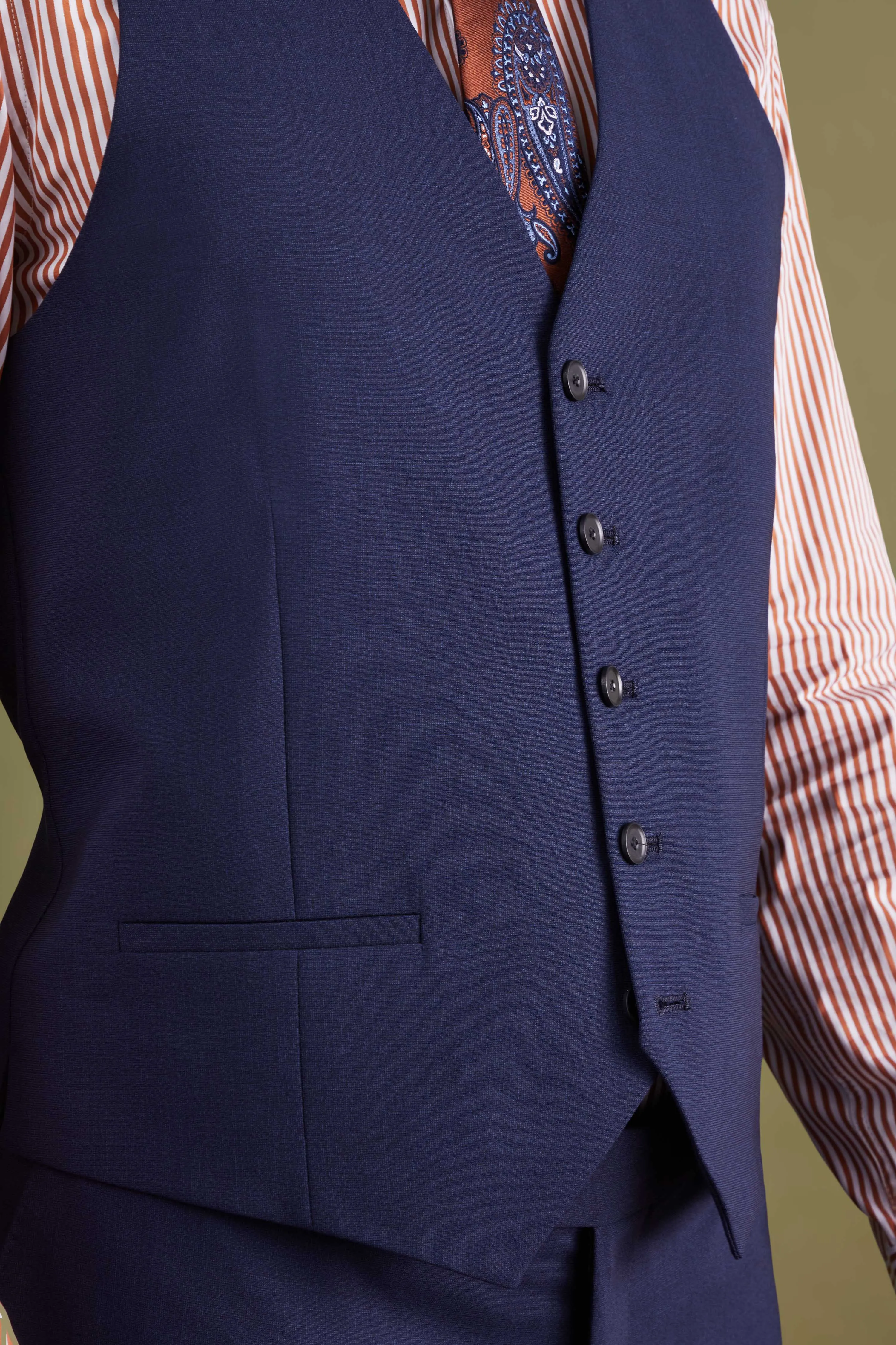 Wilder Tailored Fit Navy Wool Waistcoat - ARCHIVE