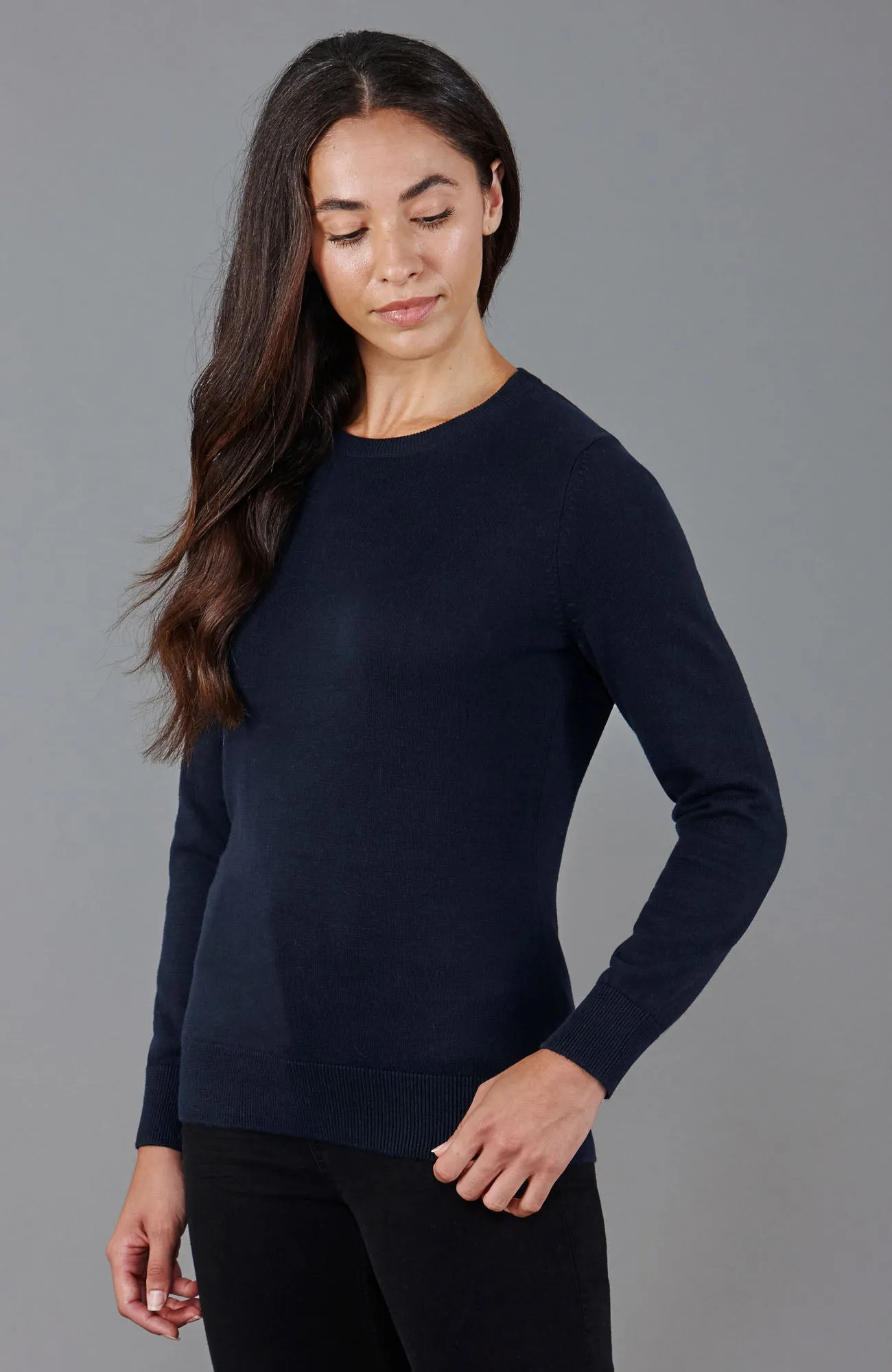 Womens 100% Cotton Crew Neck Jumper