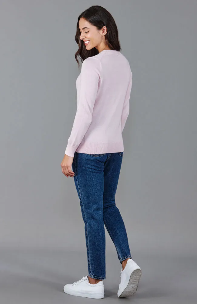 Womens 100% Cotton Crew Neck Jumper