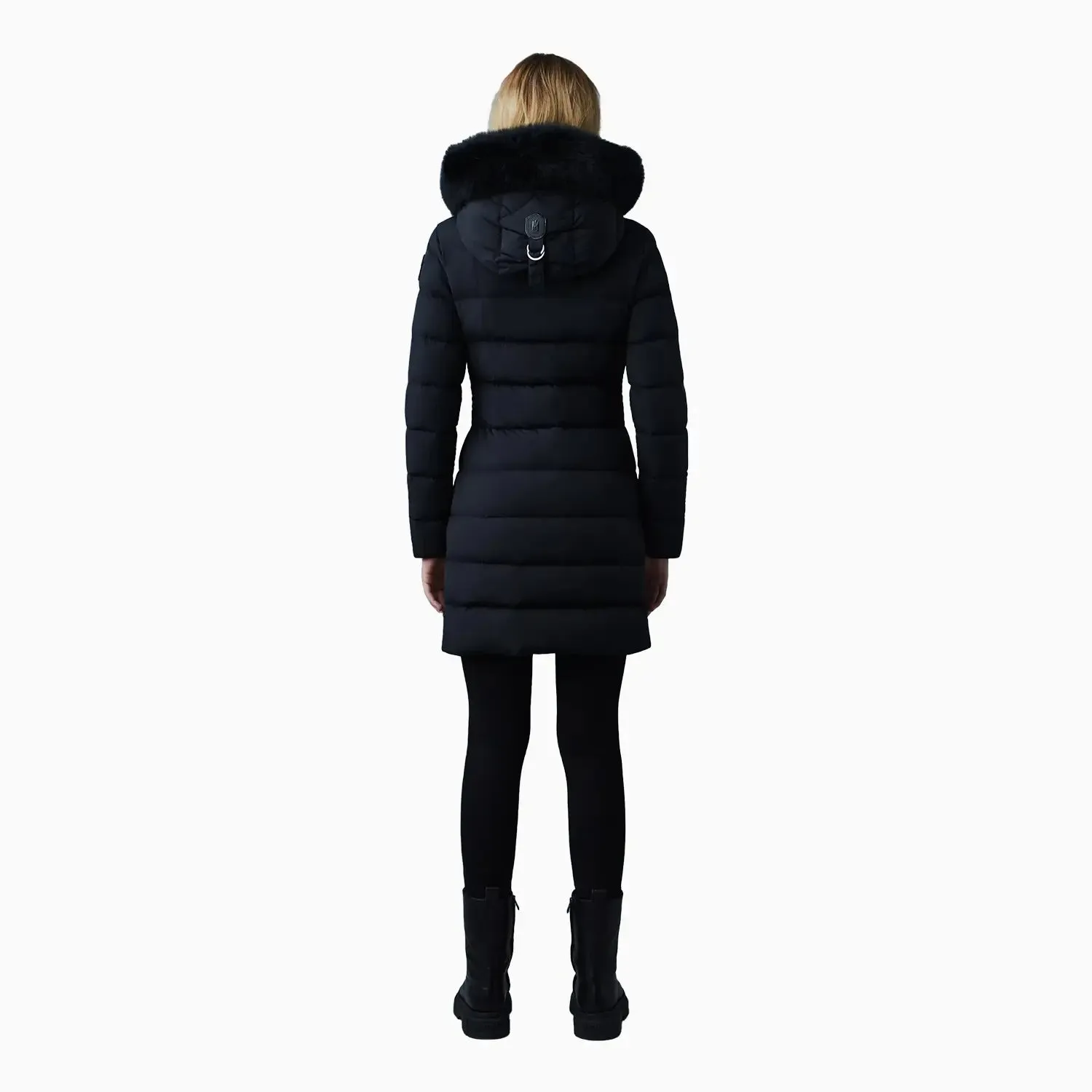 Women's CALLA Agile-360 Stretch Light Down Coat With Blue Fox Fur Collar