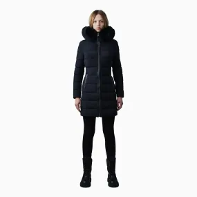 Women's CALLA Agile-360 Stretch Light Down Coat With Blue Fox Fur Collar