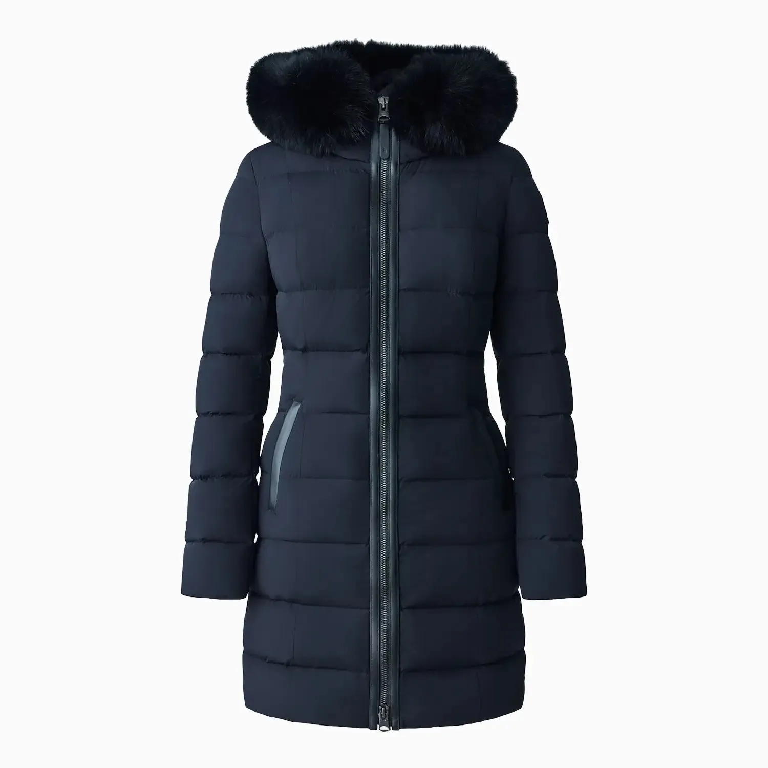 Women's CALLA Agile-360 Stretch Light Down Coat With Blue Fox Fur Collar