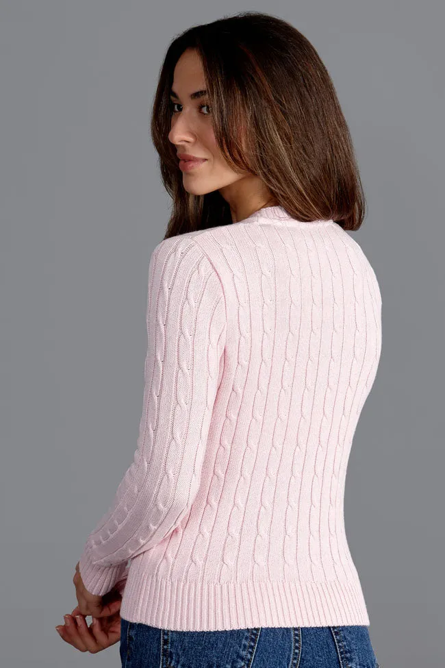 Womens Cotton Cable V Neck Jumper