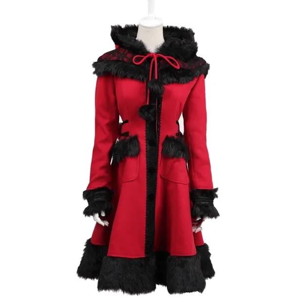 Women's Lolita Hooded Bowknot Overcoat