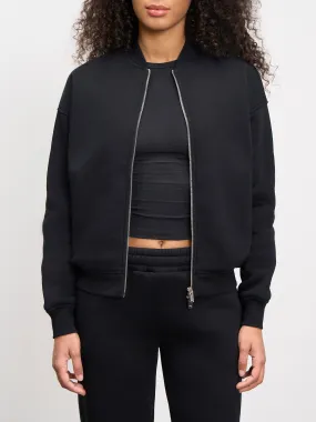 Womens Neoprene Bomber Jacket in Black