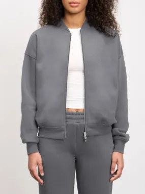 Womens Neoprene Bomber Jacket in Grey