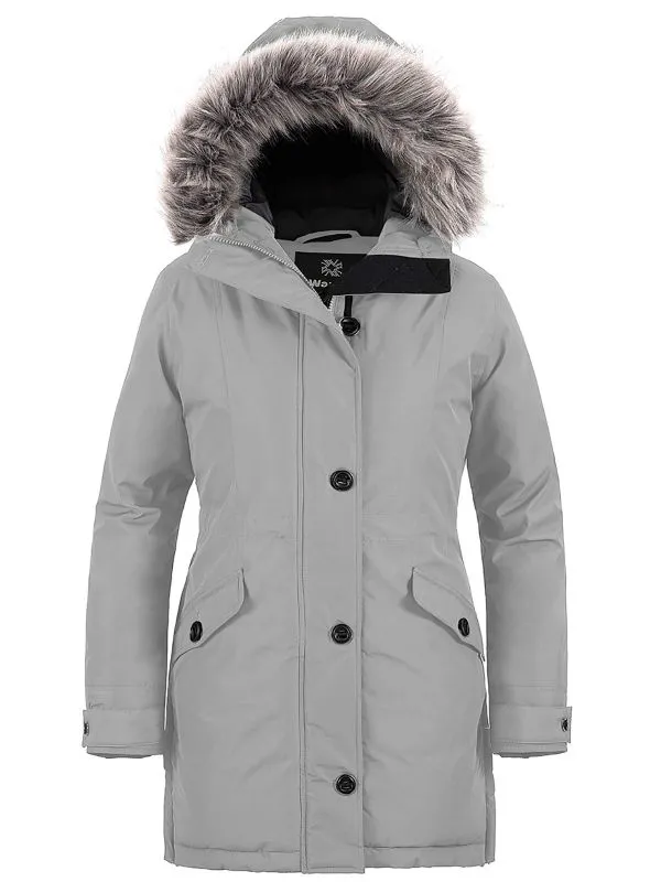 Women's Warm Winter Coat Waterproof Parka Long Puffer Jacket with Faux Fur Hood Acadia 36