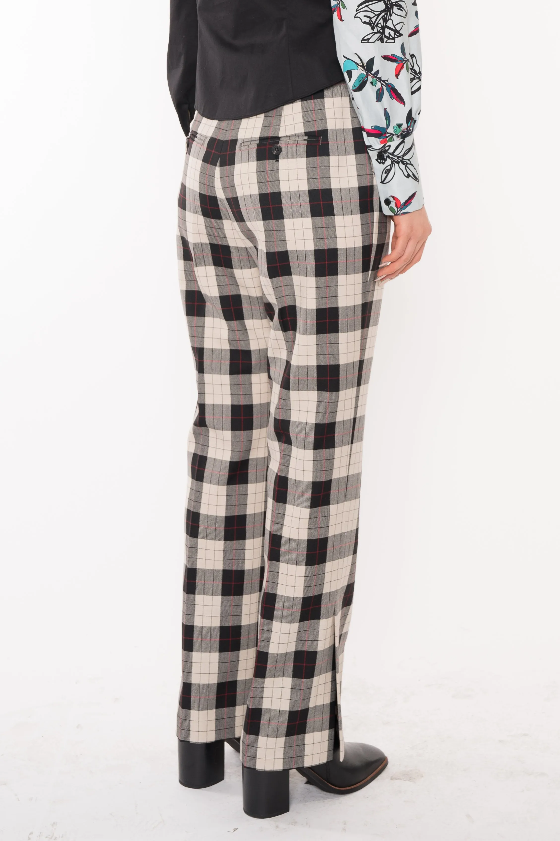 Wool Black and White Plaid Pants