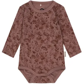 Wool/Bamboo Bodysuit Long Sleeves (Printed) - Burlwood